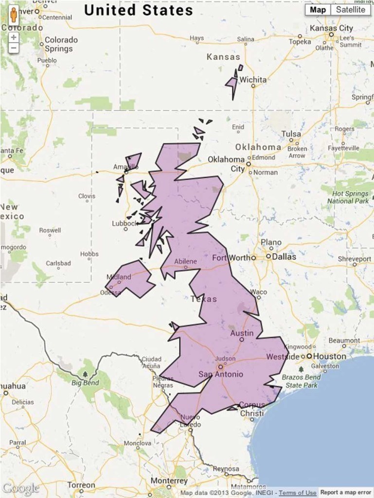 mapa de uk y texas