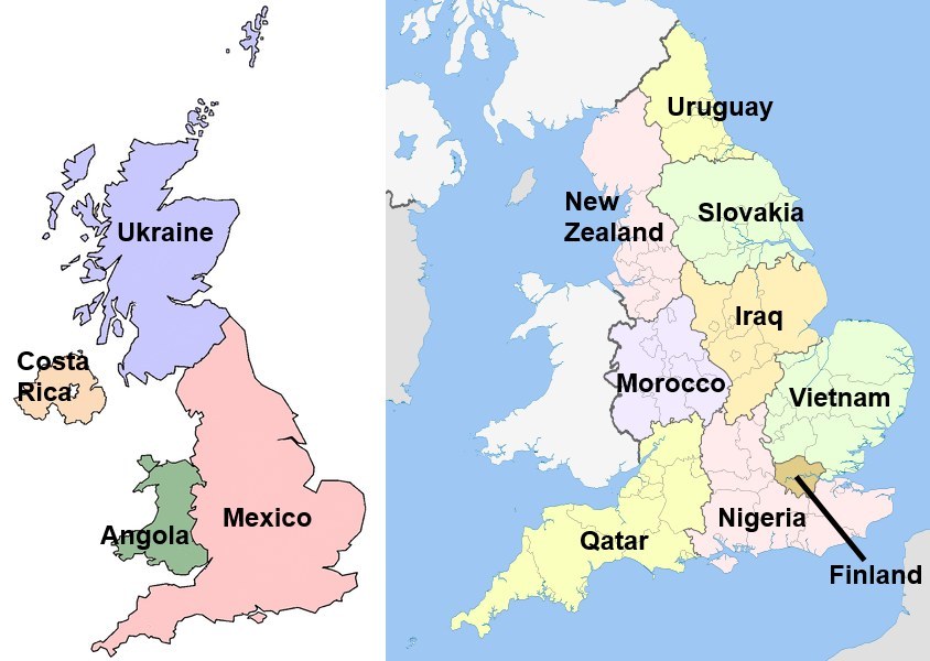 regions de uk segun paises igual pib