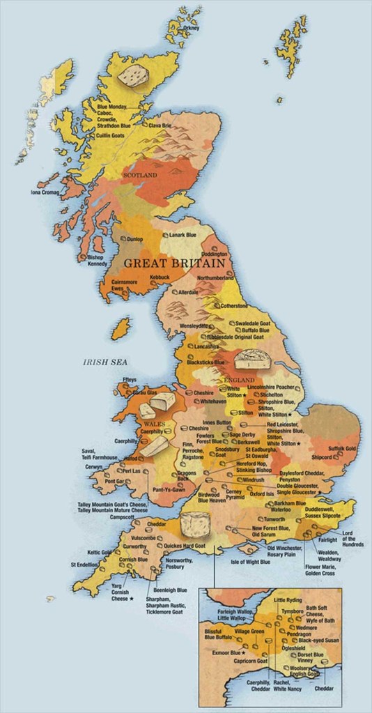 mapa de quesos de uk