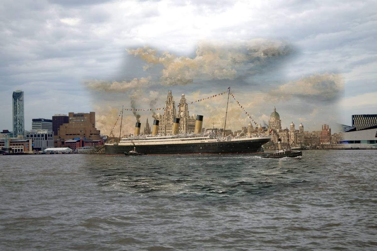 002 RMS Olympic, River Mersey, 1912 in 2014