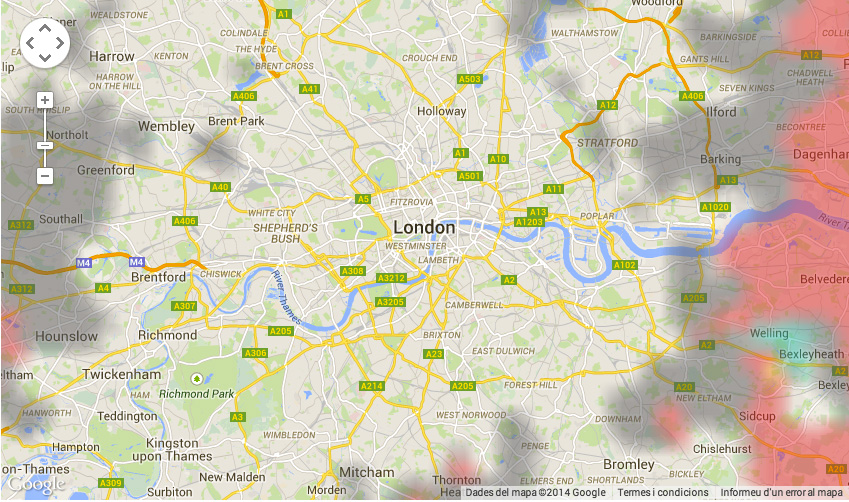 Heat map of flat sharing vs affordability in London