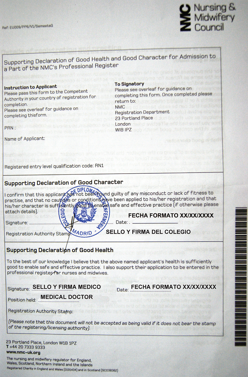 registro NMC colegio enfermeros UK