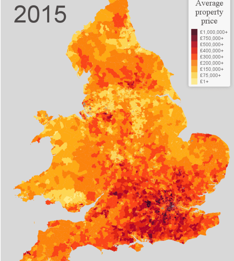 El precio medio de la vivienda el año pasado en Reino Unido