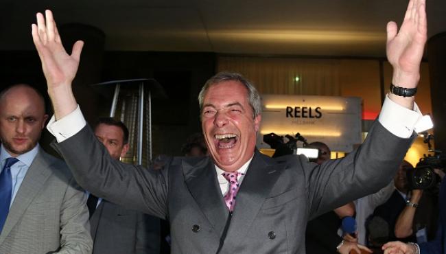 Nigel Farage celebrating brexit - eu referendum