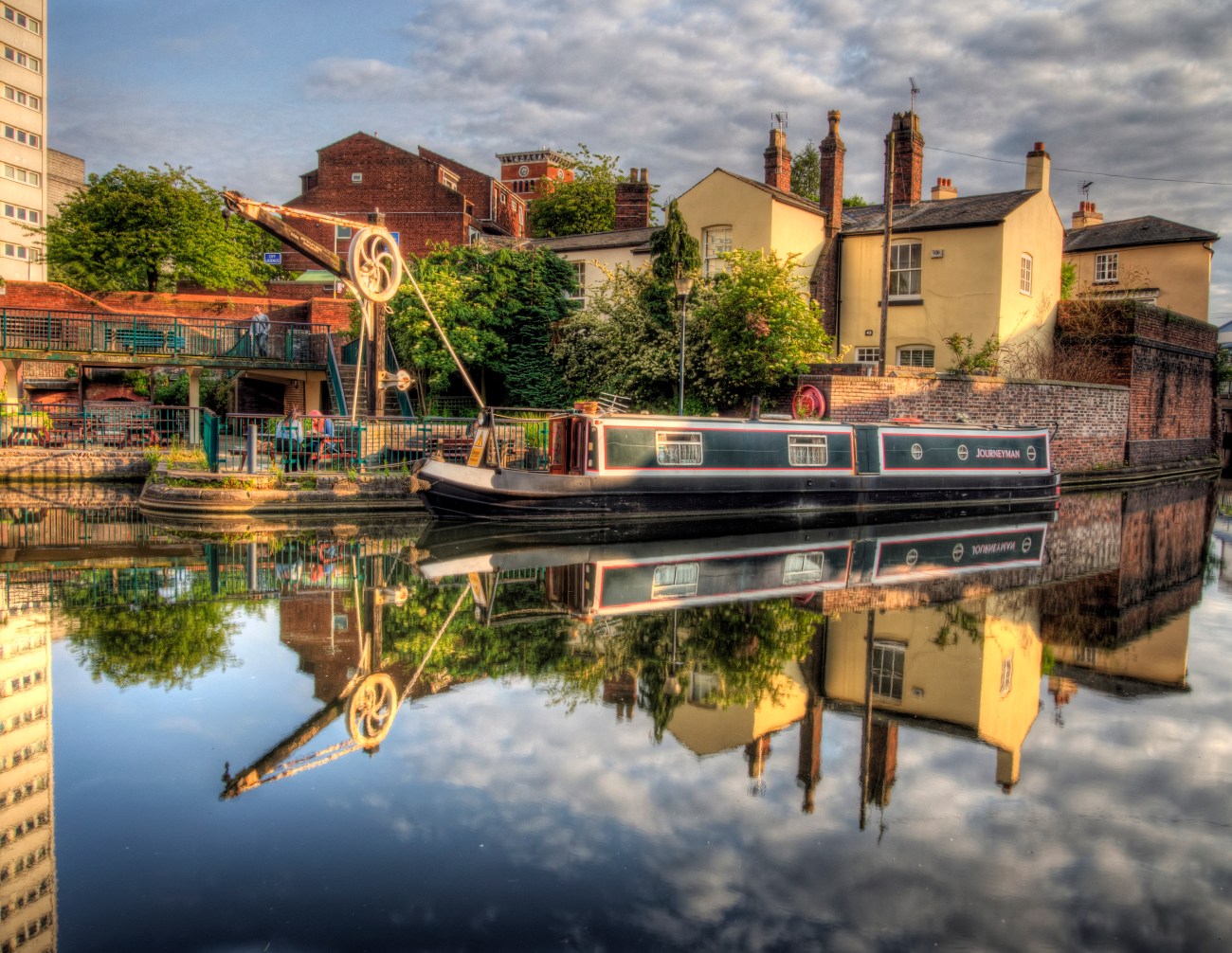 A narrowboat on the canal in Birmingham