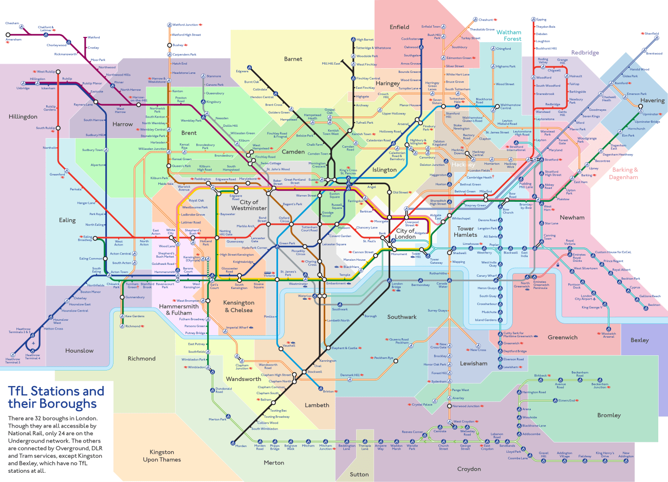 Mapa metro de Londres y Barrios
