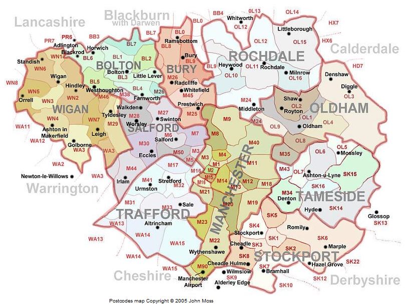 Greater Manchester Postcode Map