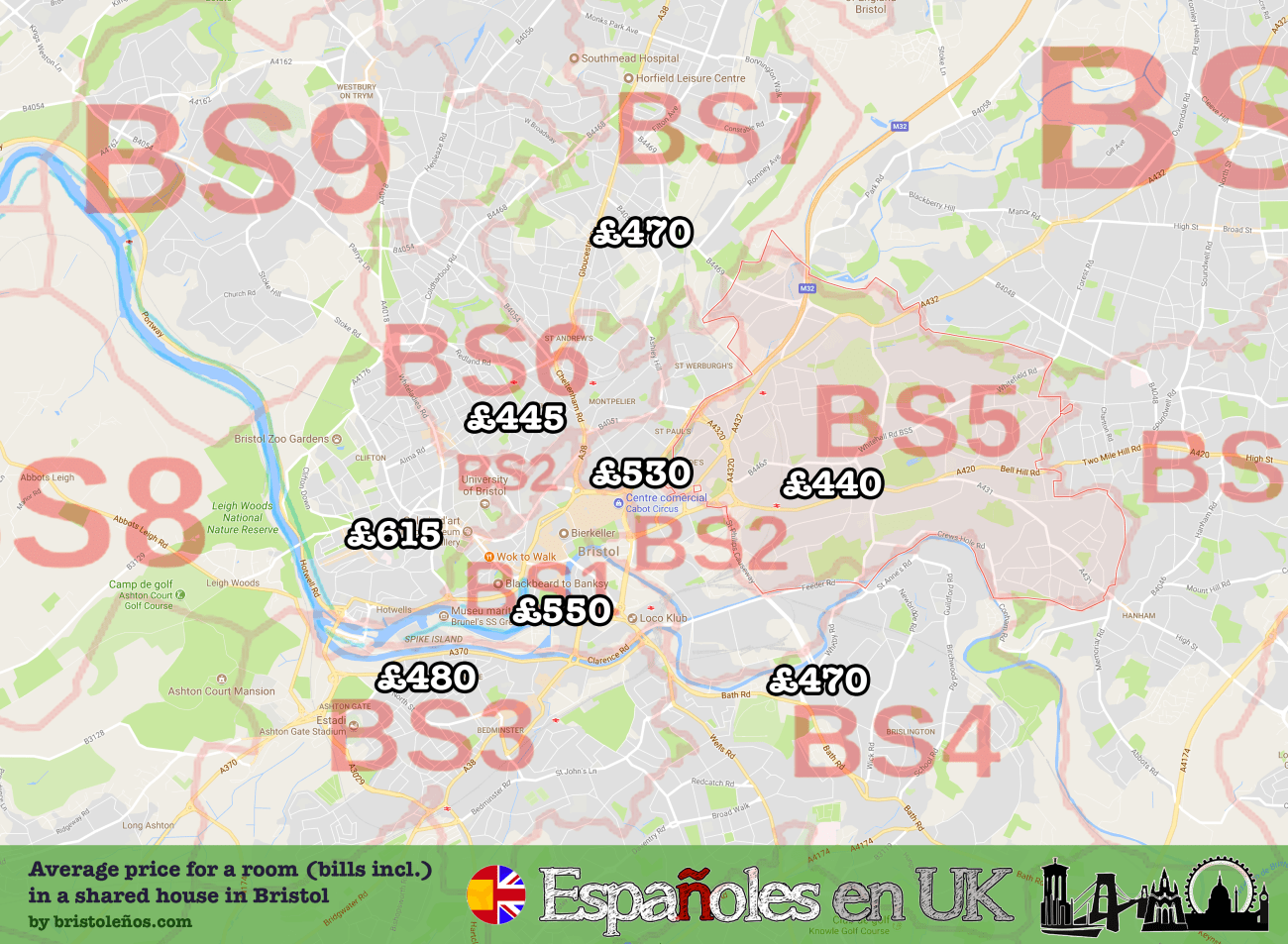 Precios alquiler habitación bristol