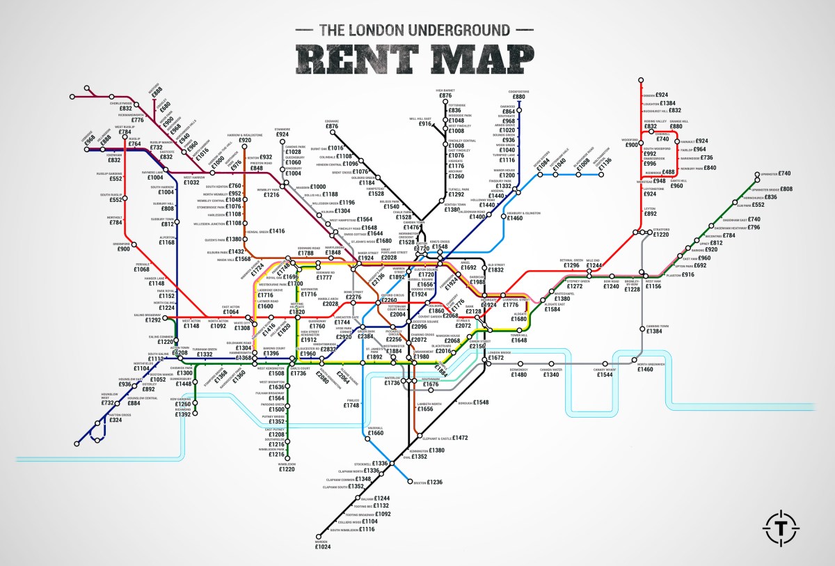 Mapa alquileres de Londres por estaciones de metro
