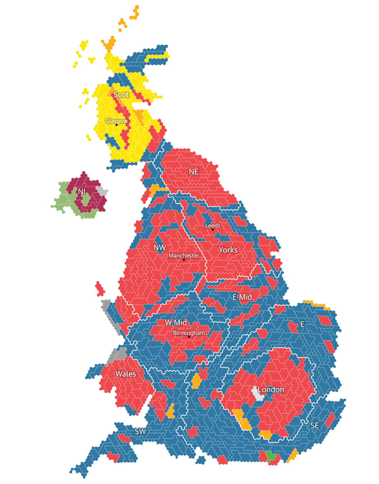 Mapa Escaños Elecciones Generales UK 2017