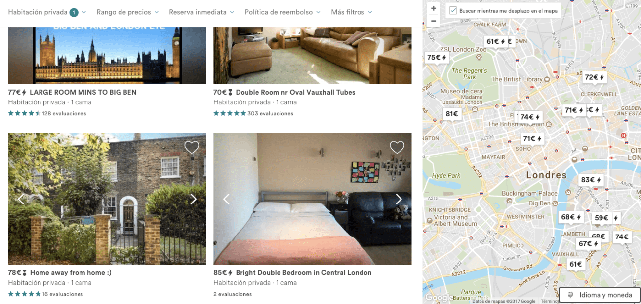 Habitaciones en Londres con Airbnb