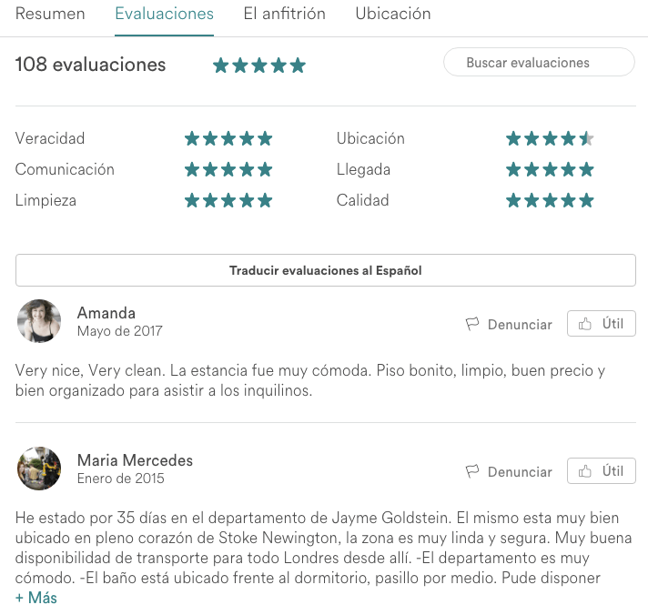 airbnb evaluaciones