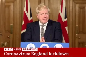 Boris Johnson anunciando el segundo confinamiento